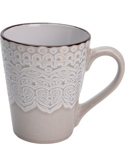 Κούπα stoneware σχέδιο δαντέλα, 3χρ. 340cc