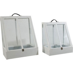 Artekko High Ξύλινα Λευκά Θερμοκήπια Σετ 2 Τεμαχίων 60.00x40.00x74.00