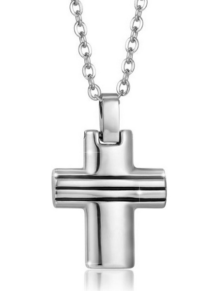 LUCA BARRA STAINLESS STEEL CROSS CA413