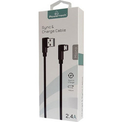 Καλώδιο 90 Μοιρών USB Σε Micro USB Cable Game 90 Copper 1m Μαύρο Powertech PTR-0042