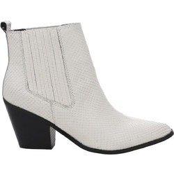 Nine West Lexa Γυναικεία Μποτάκια Chelsea Δερμάτινα Εκρού με Χοντρό Χαμηλό Τακούνι TX-107