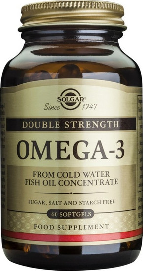 Solgar Omega-3 Double Strength Ιχθυέλαιο 60 Μαλακές Κάψουλες