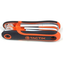 TACTIX Κλειδί Άλλεν CR-V, Σετ 8 Τεμ, Σε Κλιπς, Με Αντιολισθητική Λαβή 2-10 mm 206201