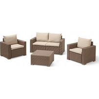 California Σετ Σαλόνι Κήπου Rattan 4τμχ Καφέ 20128953