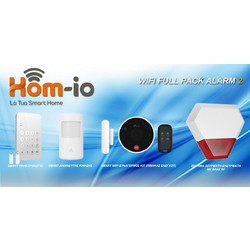 HOM-IO WiFi Pack Full ALARM 2 Ασύρματο Σύστημα Συναγερμού με 1 Ανιχνευτή Κίνησης, 1 Αισθητήρα Πόρτας, 1 Σειρήνα, 1 Τηλεχειριστήριο, 2 Tag, Πληκτρολόγιο (Wi-Fi)