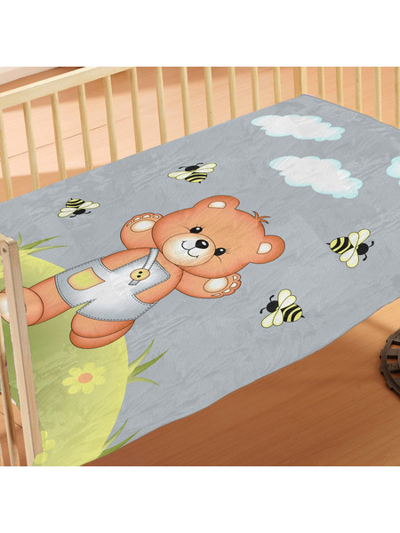 Dimcol Teddy Bear 03 Κουβέρτα Κούνιας Βελουτέ 110x140 Γκρι