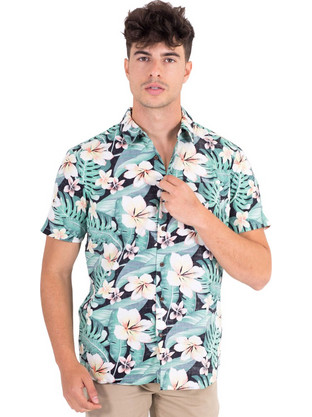Hurley Cabana Ανδρικό Πουκάμισο Βαμβακερό Φλοράλ Κοντομάνικο Φαρδιά Γραμμή Πολύχρωμο