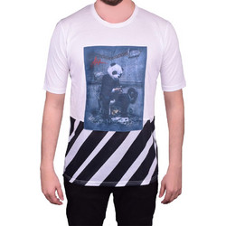 STEFAN T-SHIRT ΚΟΝΤΟΜΑΝΙΚΟ ΛΕΥΚΟ ΜΕ ΛΑΙΜΟΚΟΨΗ ΚΑΙ ΣΤΑΜΠΑ ΕΜΠΡΟΣ SLIM FIT