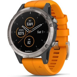 Garmin Fenix 5 Plus Sapphire Titanium / Solar Flare Orange