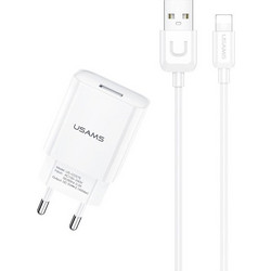 Usams T21 Φορτιστής με Καλώδιο Lightning με Θύρα USB-A White