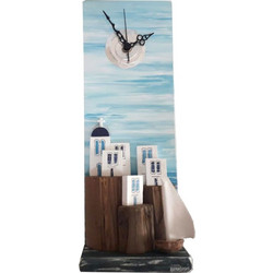 Χειροποίητο Ξύλινο Επιτοίχιο Ρολόι 15x40x9 KWood Art 1006 Νησιώτικη Πλαγιά