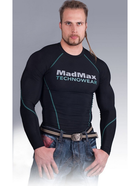 MadMax Technowear Compression Long Sleeve Top - Μακρυμάνικη Μπλούζα Συμπίεσης (Black/Green)