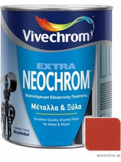 Vivechrom Neochrom Extra Βερνικόχρωμα Διαλύτου Ξύλου & Μετάλλου 80 Φουντουκί Gloss 0.75lt