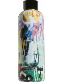 Puro Bottle Double Wall Street Art Paint Glossy Black 500ml