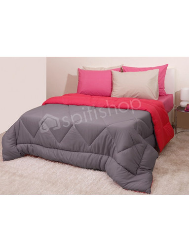 Viopros Πάπλωμα Μονό Microfiber Microfiber 160x240 Φούξια - Γκρι