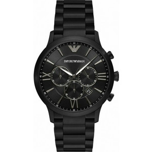 Emporio Armani Giovanni Ανδρικό Ρολόι Χρονογράφος με Μαύρο Μεταλλικό Μπρασελέ AR11349