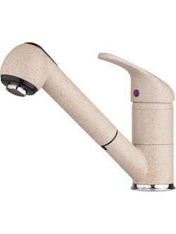 Pyramis Festivo 095202301 Μπαταρία Κουζίνας Πάγκου Διπλής Παροχής Ανάμεικτη με Ντουζ Μπεζ