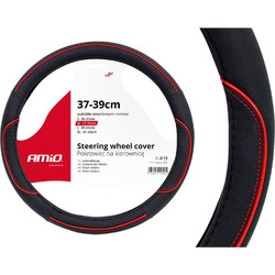 UNIVERSAL Καλυμμα Τιμονιου 37/39Cm Swc-07 Μαύρο/Κόκκινες Ραφές Amio - 1 Τεμ