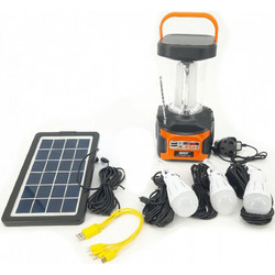Ηλιακό Φορητό Φανάρι - Φωτιστικό με Bluetooth Ηχείο, 3 Λαμπτήρες LED, Fm Radio, MP3 Player, Φακό Έκτακτης Ανάγκης - Camping Σύστημα Φωτισμού DAT OEM