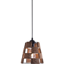 Home Lighting Trumpet Κρεμαστό Φωτιστικό Οροφής Πλέγμα με Σχοινί Μονόφωτο E27 Μαύρο Φ20cm 77-3617