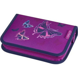 Herlitz Butterfly Κασετίνα Γεμάτη με 3 Θήκες Μωβ