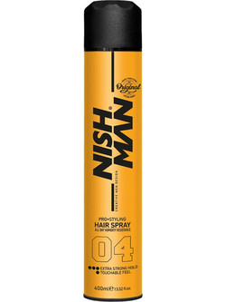 Nish Man Extra Strong Hold 04 Λακ Μαλλιών για Όγκο Πολύ Δυνατό Κράτημα 400ml