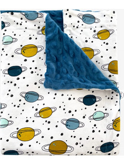 Tiny Toes Planets Κουβέρτα Αγκαλιάς Βελουτέ 75x110 Μπλε Λευκή