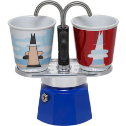 Bialetti Mini Express Set Μπρίκι Espresso 2Cups Μπλε