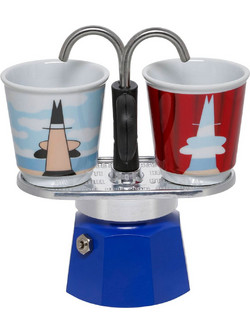 Bialetti Mini Express Set Μπρίκι Espresso 2Cups Μπλε