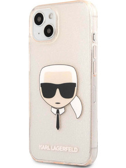 Θήκη Karl Lagerfeld Full Glitter Karl Head για Apple iPhone 13 mini - Gold (KLHCP13SKHTUGLGO)