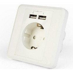 Energenie Μονή Χωνευτή Πρίζα Ρεύματος με 2 Θύρες USB Λευκή EG-ACU2A2-01