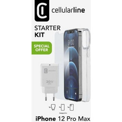 Θήκη Προστασία οθόνης Apple iPhone 12 Pro Max - Cellular Line Starter Kit (charger,silicon case,screen protection) - Transparent