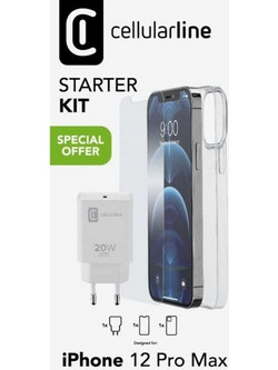 Θήκη Προστασία οθόνης Apple iPhone 12 Pro Max - Cellular Line Starter Kit (charger,silicon case,screen protection) - Transparent