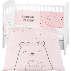 KikkaBoo Bear With Me Σετ Κούνιας 70x140cm Pink 3τμχ