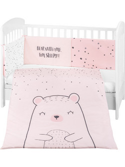 KikkaBoo Bear With Me Σετ Κούνιας 70x140cm Pink 3τμχ