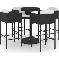vidaXL Σετ Μπαρ Κήπου Rattan 5τμχ Μαύρο 3094775