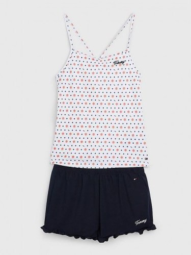 Tommy Hilfiger Παιδική Πιτζάμα Βαμβακερή Καλοκαιρινή Λευκή Navy Μπλε UG0UG00555-0WV