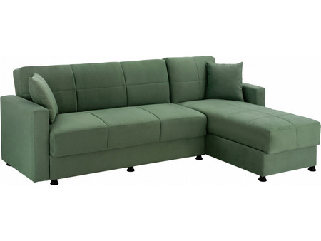 Γωνιακός Καναπές Κρεβάτι με Αποθηκευτικό Χώρο Πράσινος 246x153x80cm HM3135.13