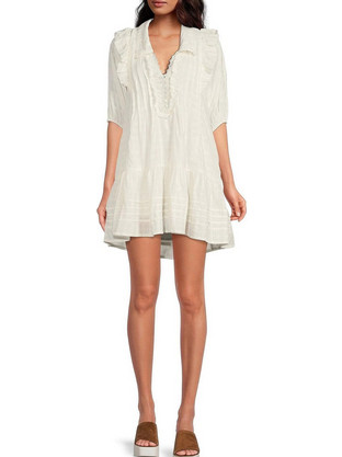 Free People Elora Mini Καλοκαιρινό Καθημερινό Φόρεμα Λευκό OB1466331