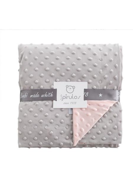 BimbiDreams Bimbi Pirulos Dots Κουβέρτα Αγκαλιάς Βελουτέ 80x100 Ροζ Γκρι