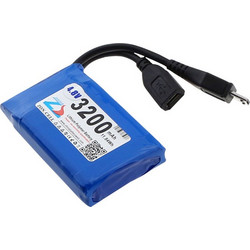 4.8V 3200mAh battery with Micro USB Male+Female