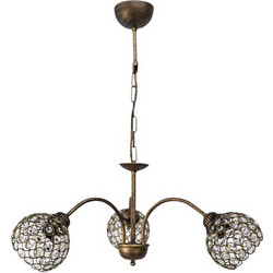 Heronia Lighting Κρεμαστό Φωτιστικό Οροφής με Κρύσταλλα Τρίφωτο E27 LAB/3LCHRIS Bronze Crystals