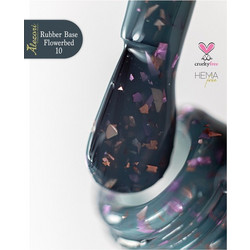 Alezori Flowerbed 10 Rubber Base Glitter Ημιμόνιμο Βερνίκι Νυχιών 15ml