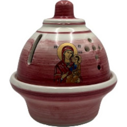 Kαντήλι Θόλος Θεομήτωρ Kεραμικό 13x14cm Ροζ