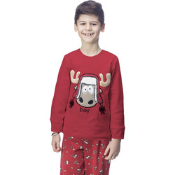 Galaxy X-Mas Rudolph Παιδική Πιτζάμα Βαμβακερή Χειμωνιάτικη Κόκκινη 101-22