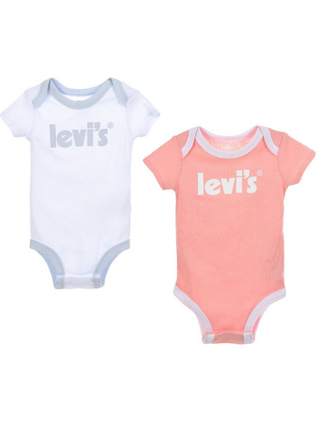 Levi's Σετ Φορμάκια Εσώρουχα Κοντομάνικο για Κορίτσι Λευκό Πορτοκαλί NL0281-BAS
