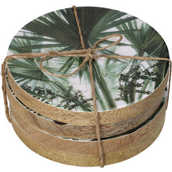 Σουβέρ ξύλινα σετ 4 mango φύλλα φοίνικα 34x34x8cm Homeguru XET-9819 25294
