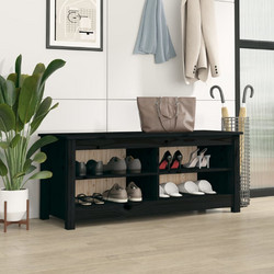 vidaXL Παπουτσοθήκη Ξύλινη Μαύρη Μ110xΠ38xΥ45.5cm 813778