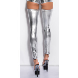 SEXY GOGO LATEX TIGHT HIGH LEG WARMERS SILVER1