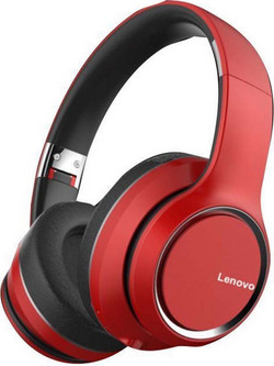 Lenovo HD200 Ασύρματα Bluetooth Ακουστικά Over Ear Μαύρα Κόκκινα